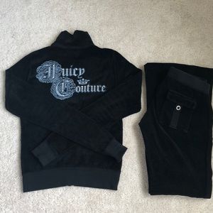 Juicy Couture Velour Black Tracksuit Size P